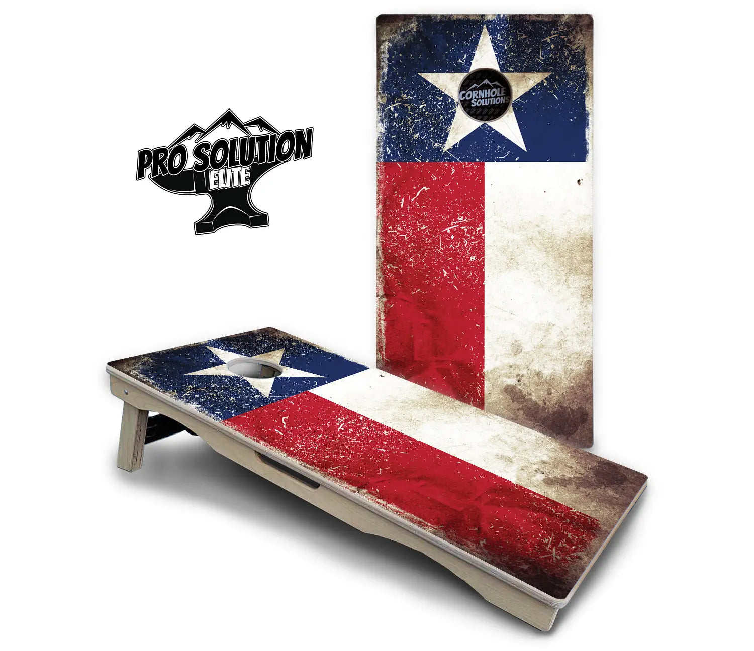 Texas Distressed Flag Cornhole Boards - Pro Solution Elite Series by Cornhole Solutions, custom cornhole board detail photo 2