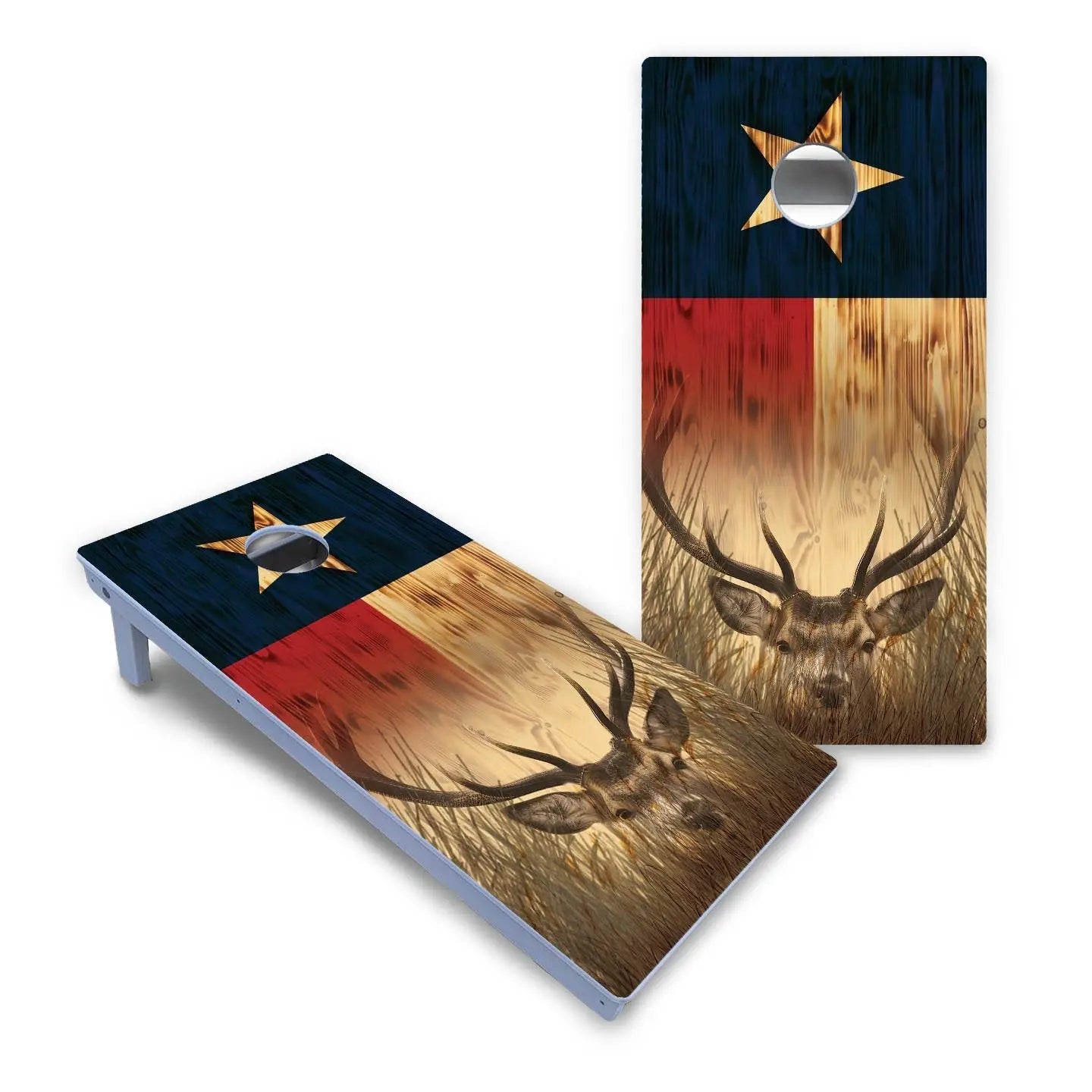 Texas Flag Deer & Fish Cornhole Boards - All Weather Series by Cornhole Solutions, custom cornhole board detail photo 2