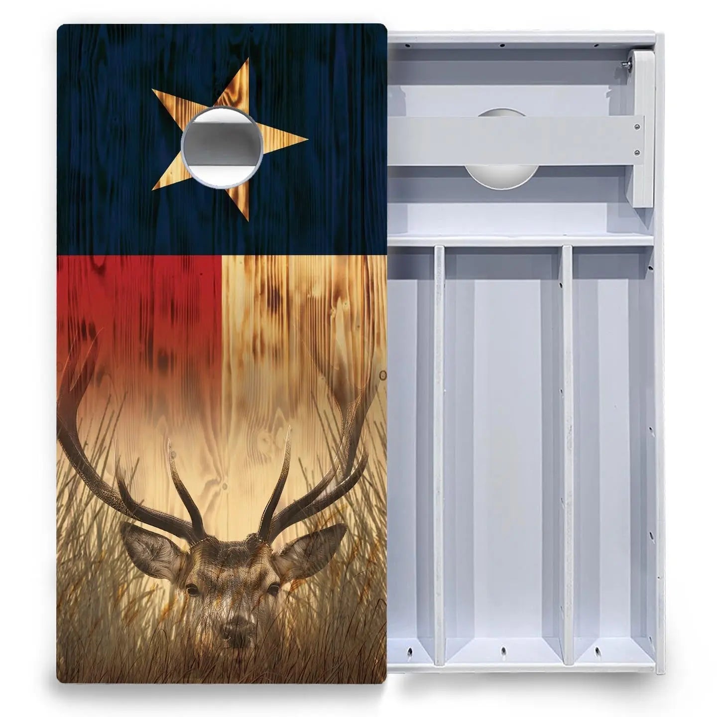 Texas Flag Deer & Fish Cornhole Boards - All Weather Series by Cornhole Solutions, custom cornhole board detail photo 4