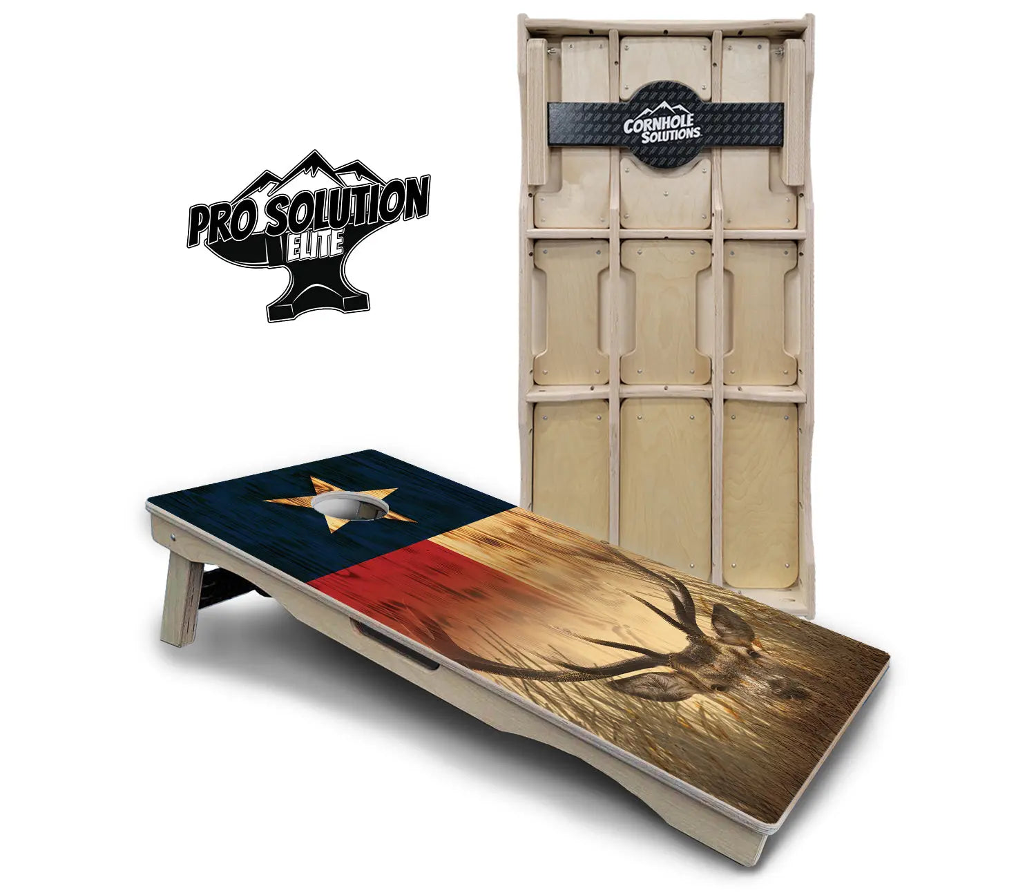 Texas Flag Deer & Fish Cornhole Boards - Pro Solution Elite Series by Cornhole Solutions, custom cornhole board detail photo 2