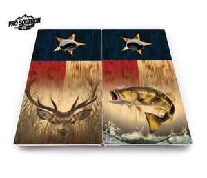 Texas Flag Deer & Fish Cornhole Boards - Pro Solution Lite Series by Cornhole Solutions, custom cornhole board detail photo 2
