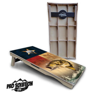 Texas Flag Deer & Fish Cornhole Boards - Pro Solution Lite Series by Cornhole Solutions, custom cornhole board detail photo 6