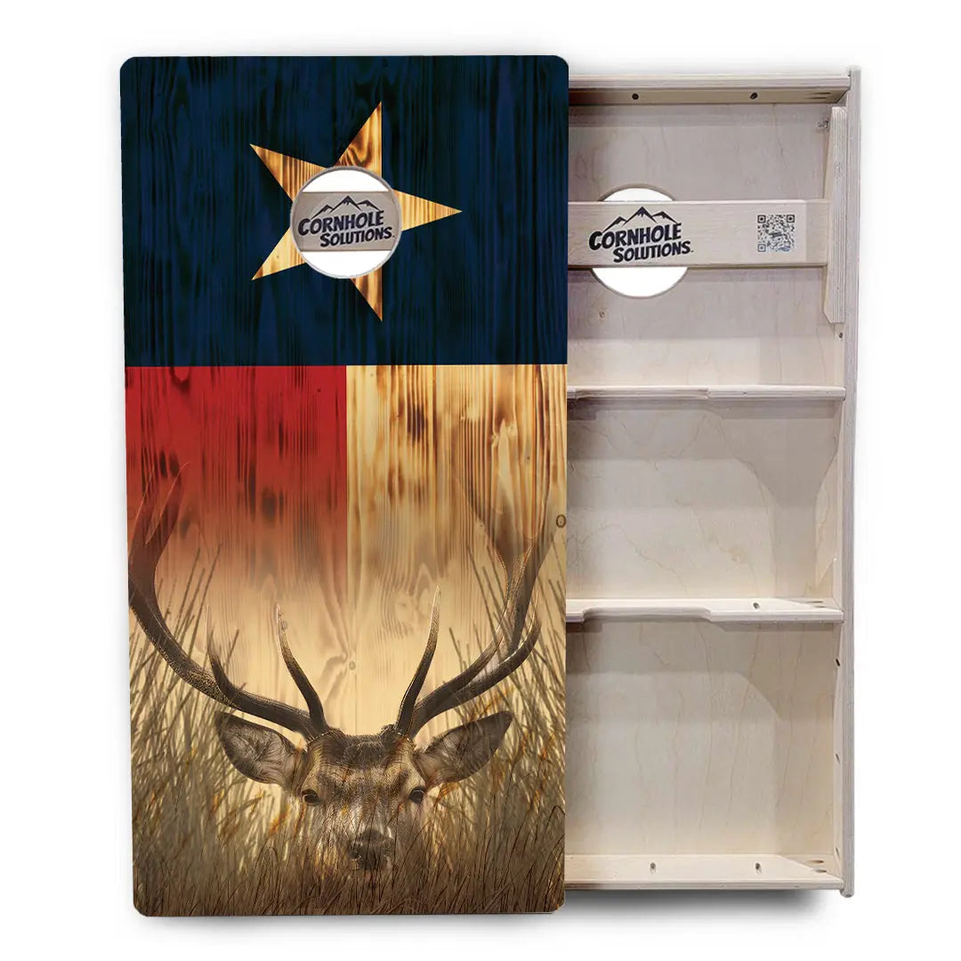 Texas Flag Deer & Fish Cornhole Boards - Professional Tournament Series by Cornhole Solutions, custom cornhole board detail photo 7