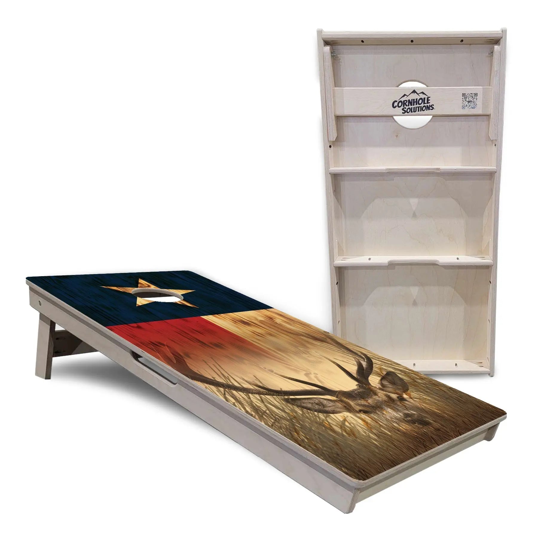 Texas Flag Deer & Fish Cornhole Boards - Professional Tournament Series by Cornhole Solutions, custom cornhole board detail photo 9