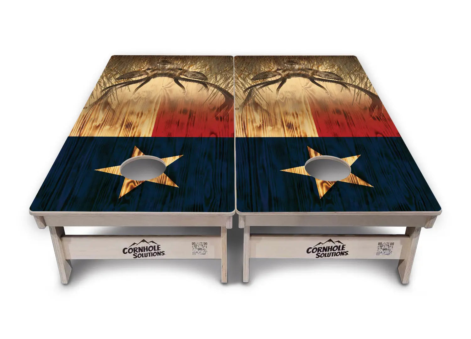 Texas Flag Deer & Fish Cornhole Boards - Professional Tournament Series by Cornhole Solutions, custom cornhole board detail photo 12