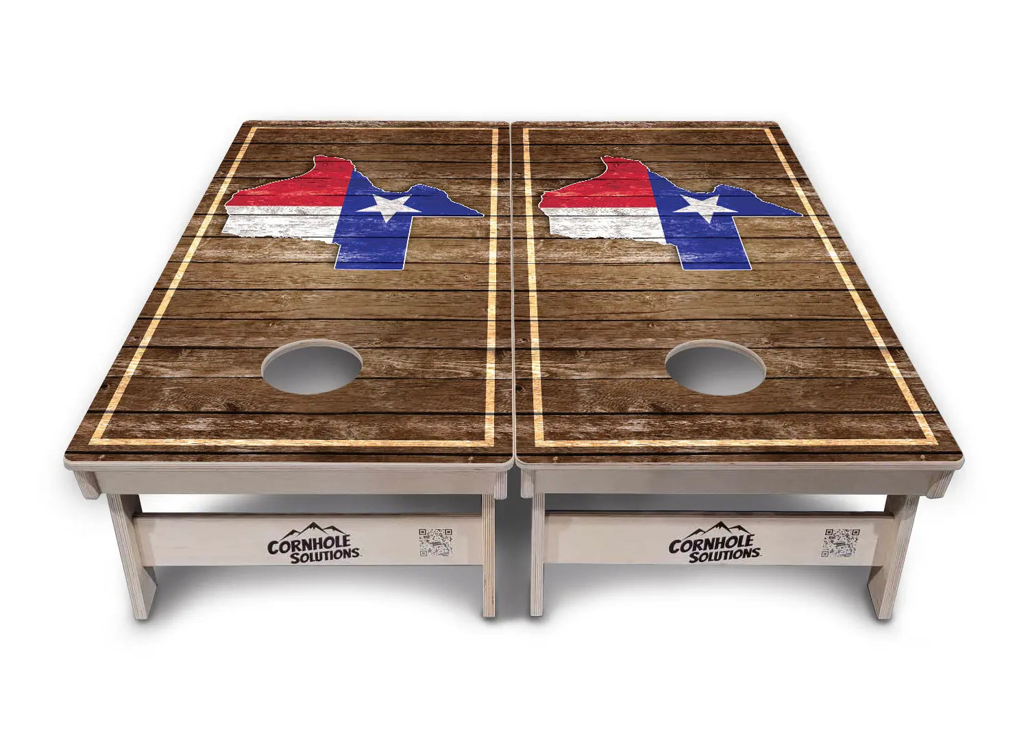 Texas Wood Panel Cornhole Boards - Professional Tournament Series by Cornhole Solutions, custom cornhole board detail photo 2