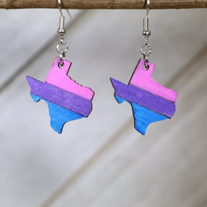 Texas Bi Pride Wooden Earrings | LGBTQ Bisexual Pride Jewelry