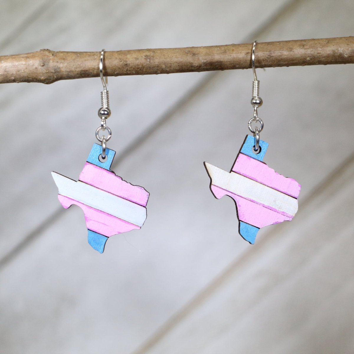 Texas Trans Pride Wooden Earrings | LGBTQ Texas Pride Jewelry