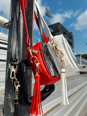 Stadium Approved Clear Purse With Tassle detail view by KenzKustomz