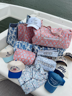 Boats & Beers - White Vintage Trucker Hat by KenzKustomz, Southern lifestyle apparel detail photo 11