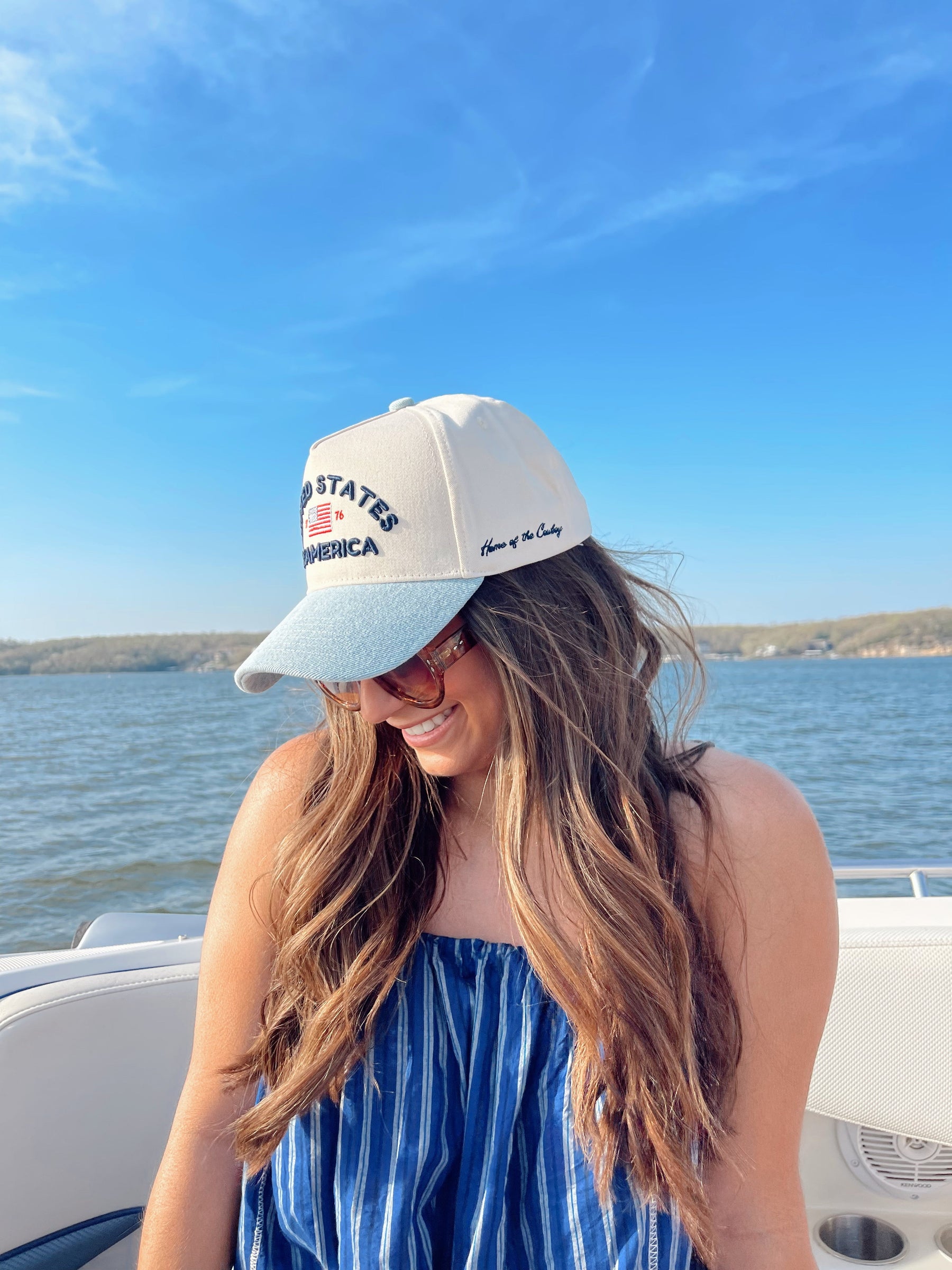 United States of America - Denim Blue Vintage Trucker Hat by KenzKustomz, Southern lifestyle apparel detail photo 7