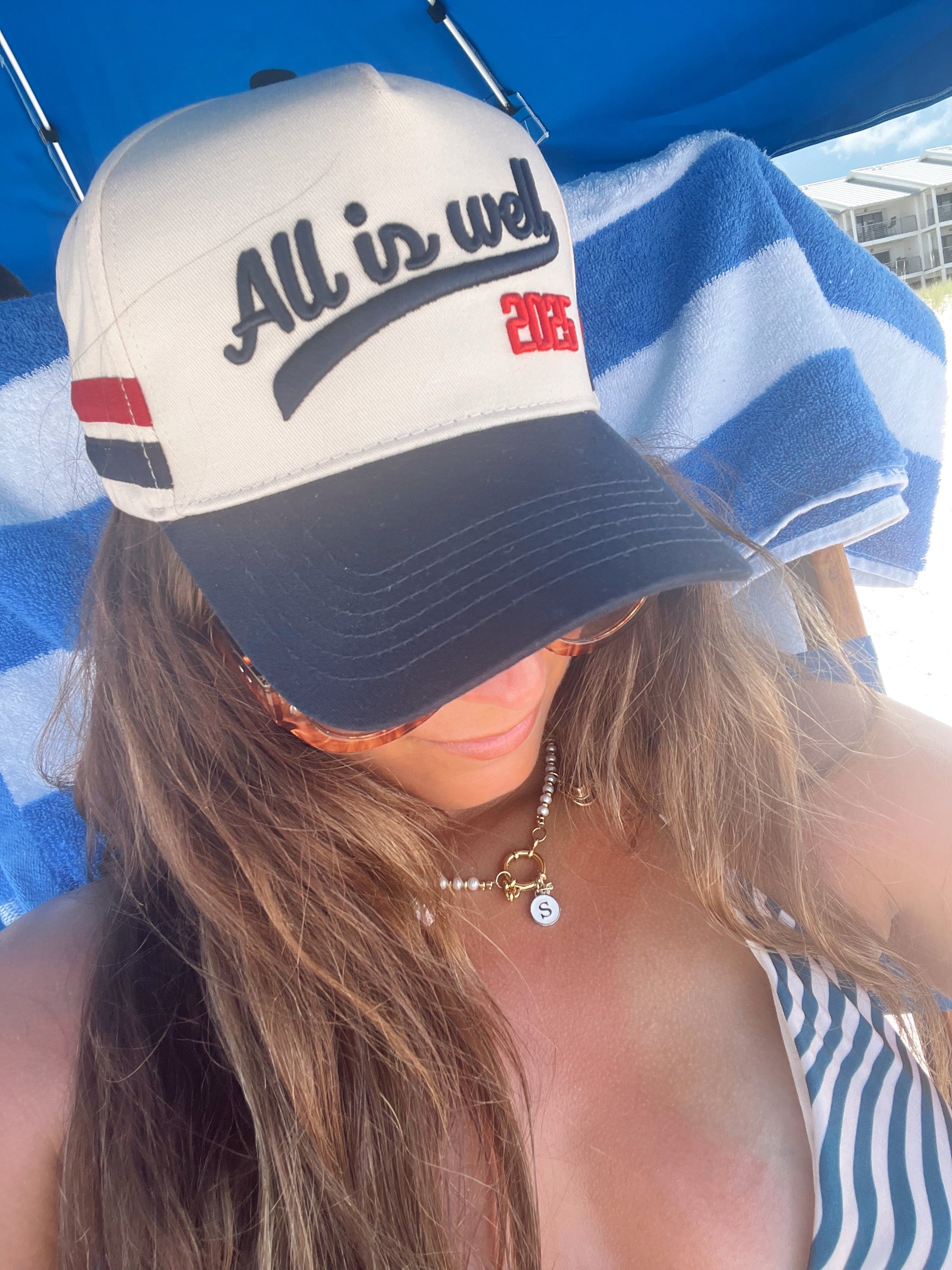 All is Well - Navy Vintage Trucker Hat by KenzKustomz, Southern lifestyle apparel detail photo 5
