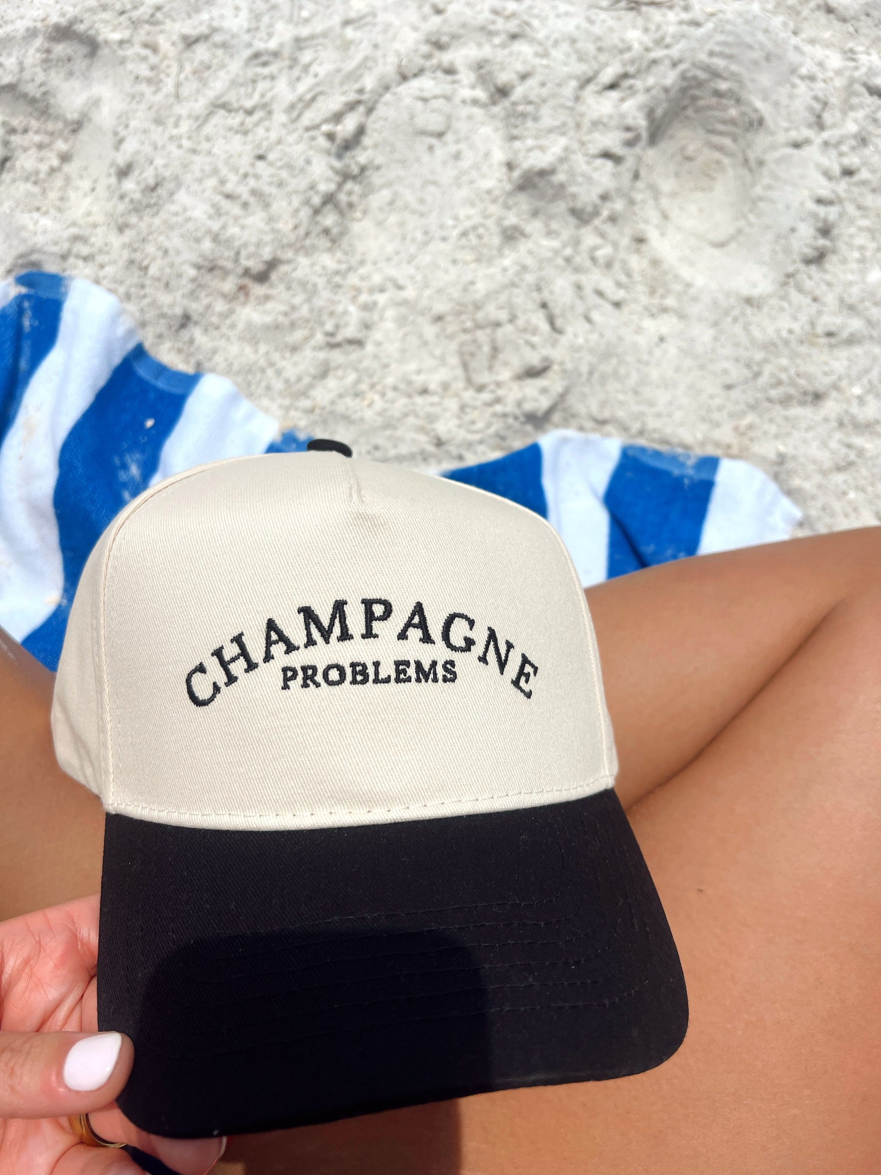 Champagne Problems - Black Vintage Trucker Hat by KenzKustomz, Southern lifestyle apparel detail photo 8