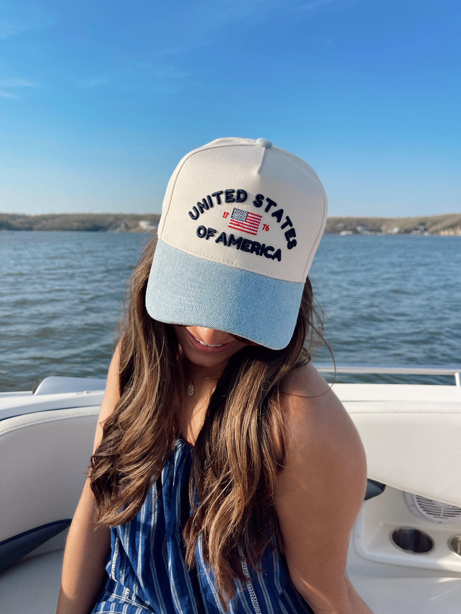 United States of America - Denim Blue Vintage Trucker Hat by KenzKustomz, Southern lifestyle apparel detail photo 5