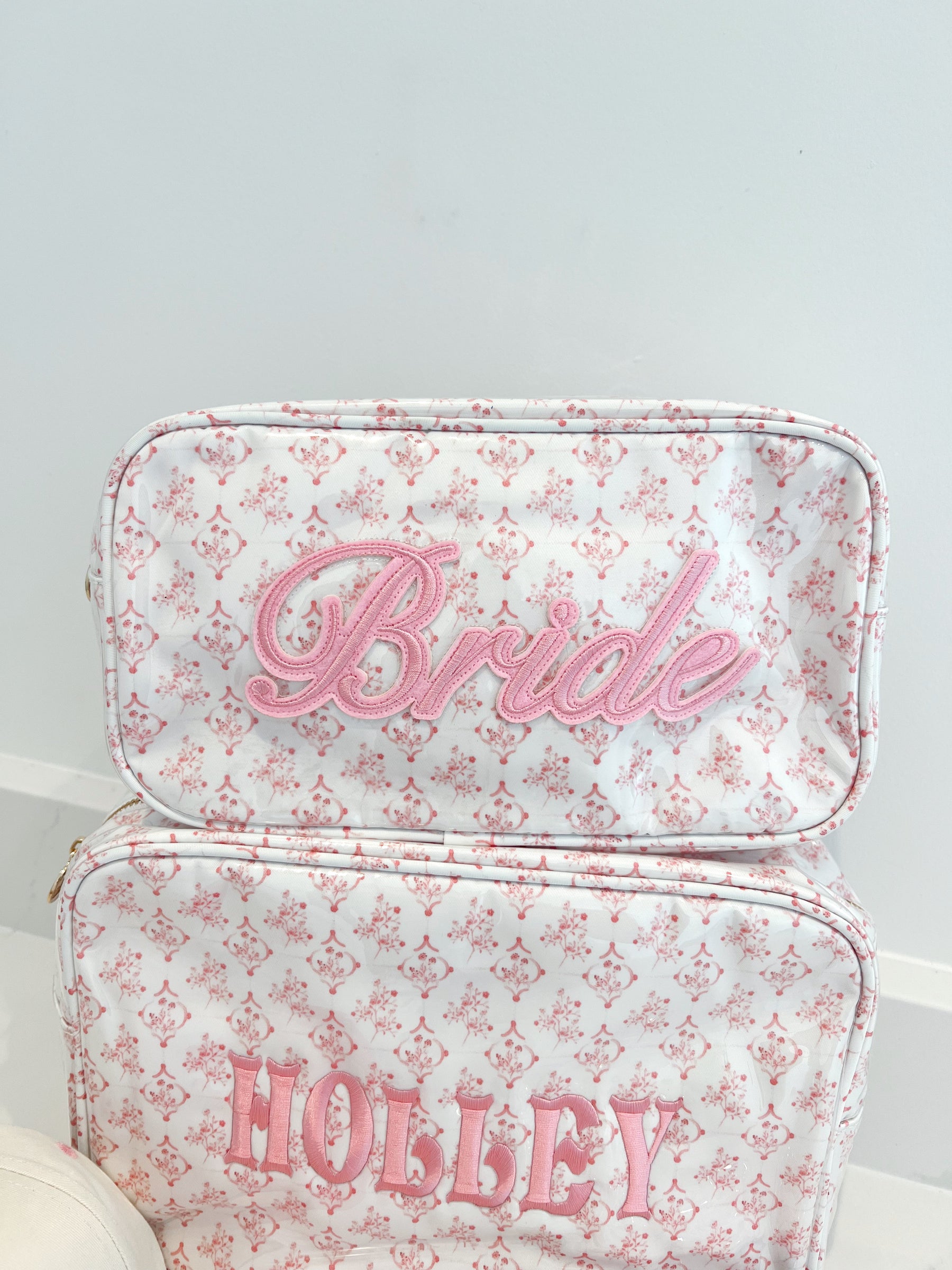 Pink + Blue Toile - Bride Large Bag detail view by KenzKustomz