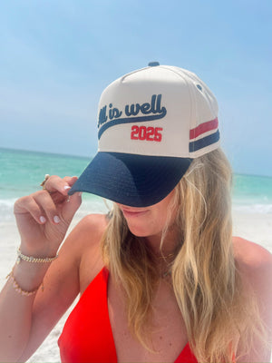 All is Well - Navy Vintage Trucker Hat by KenzKustomz, Southern lifestyle apparel detail photo 9