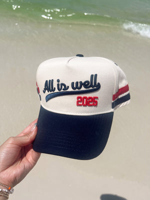 All is Well - Navy Vintage Trucker Hat by KenzKustomz, Southern lifestyle apparel detail photo 6