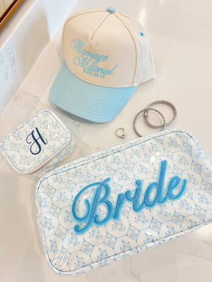 Pink + Blue Toile - Bride Large Bag detail view by KenzKustomz