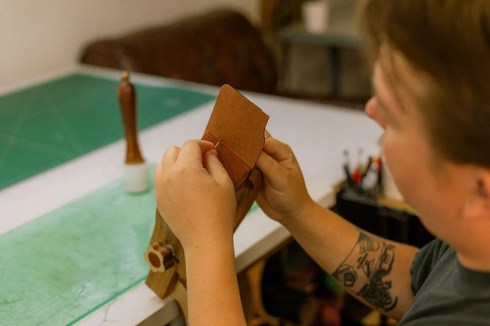 The Cistern Passport by Harland Handmade USA, handmade leather goods detail photo 4