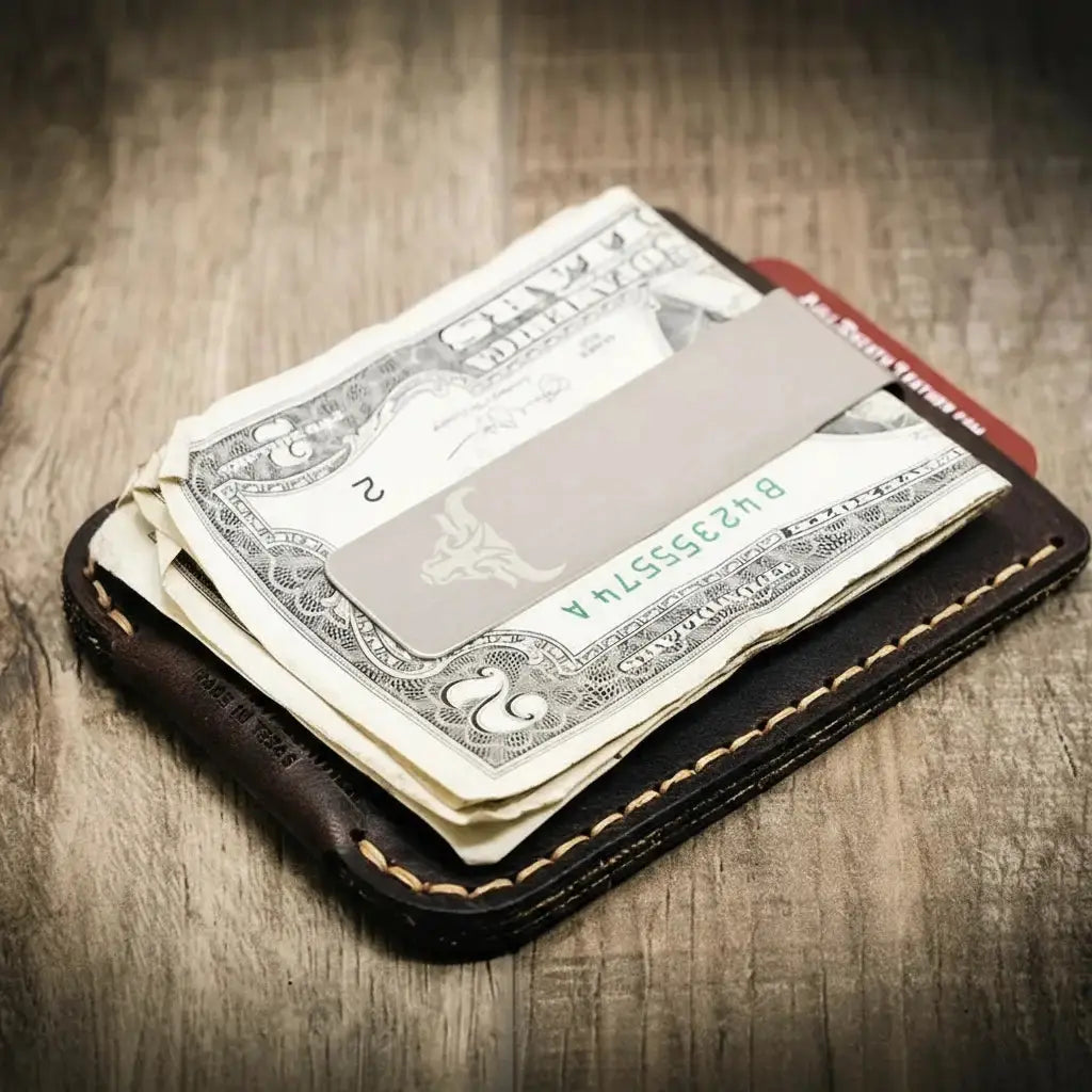 The Keller Money Clip by Bull Sheath Leather, handmade leather goods detail photo 6
