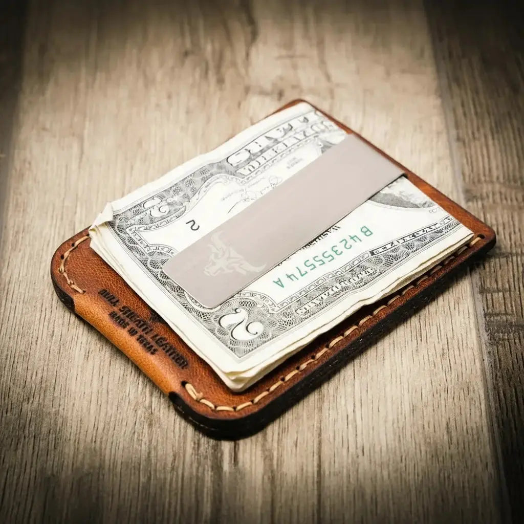 The Keller Money Clip by Bull Sheath Leather, handmade leather goods detail photo 8