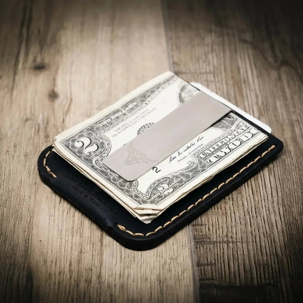 The Keller Money Clip by Bull Sheath Leather, handmade leather goods detail photo 10