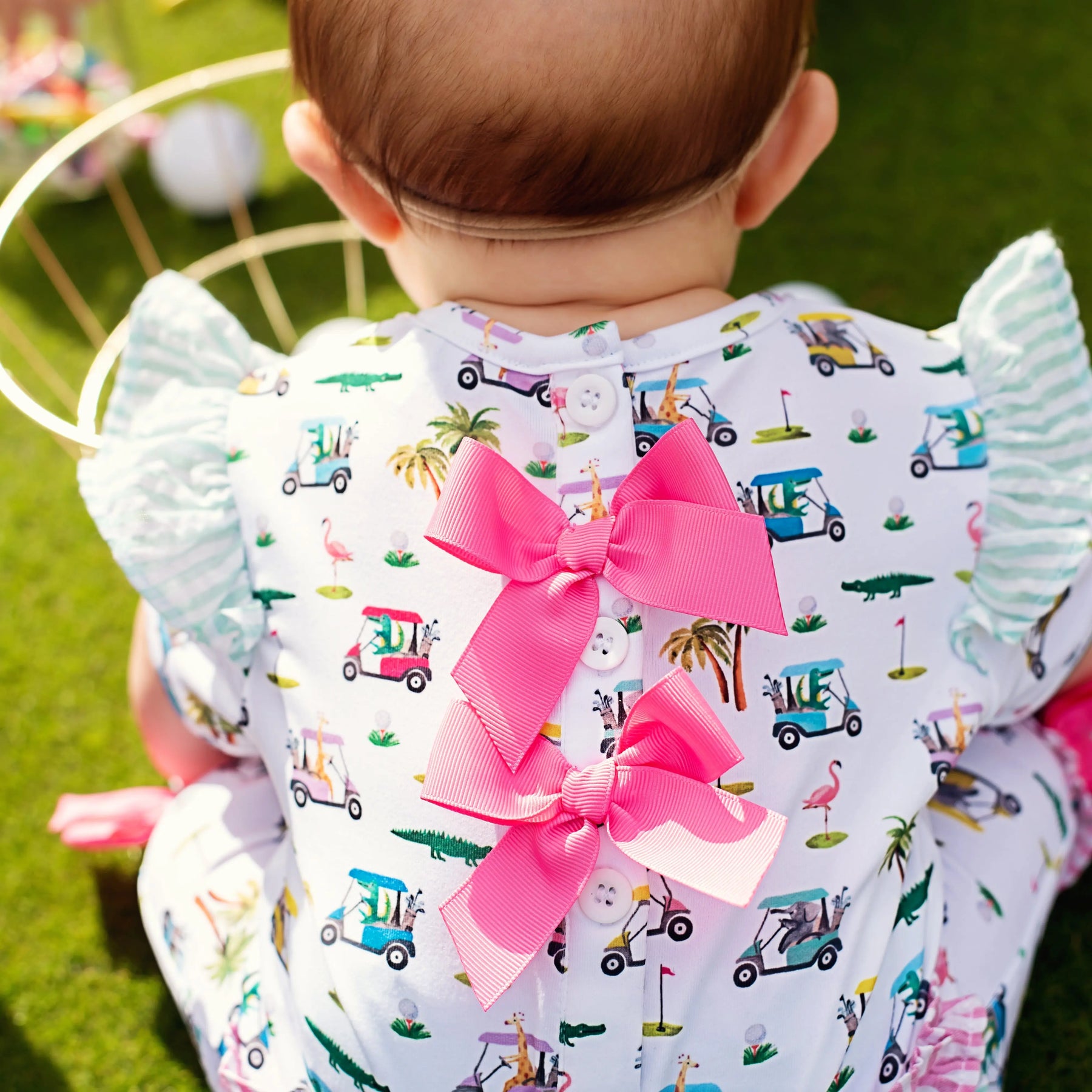 The Palms Girls Golf Romper by Seven Lantern Lane, Southern lifestyle apparel detail photo 5