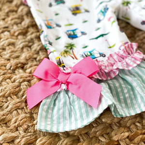 The Palms Girls Golf Romper by Seven Lantern Lane, Southern lifestyle apparel detail photo 7