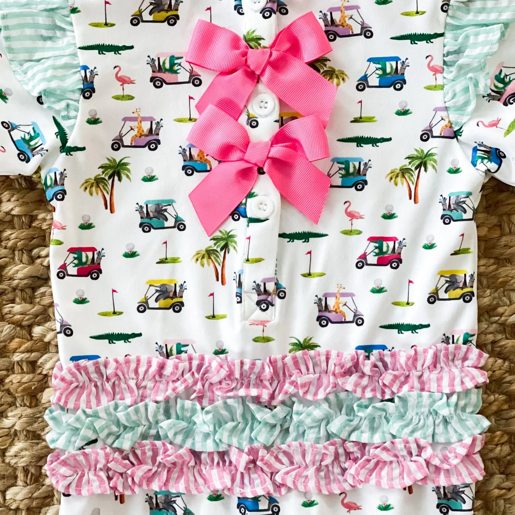 The Palms Girls Golf Romper by Seven Lantern Lane, Southern lifestyle apparel detail photo 12
