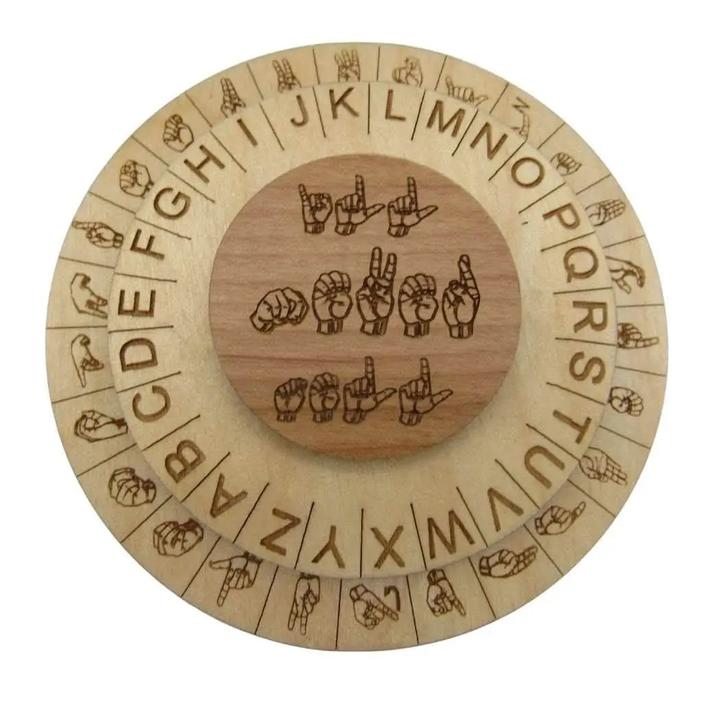 The Sign Language Decoder Disk - Escape Room Cipher Featuring ASL by Creative Escape Rooms, handmade jewelry main product photo