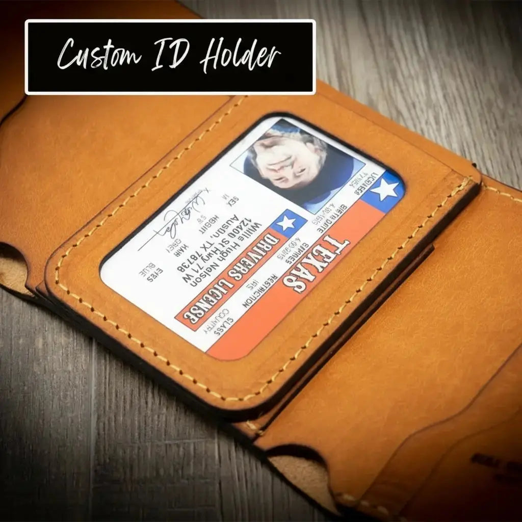 The Trinity Trifold Wallet by Bull Sheath Leather, handmade leather goods detail photo 4