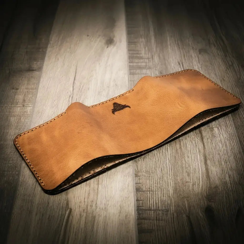 The Trinity Trifold Wallet by Bull Sheath Leather, handmade leather goods detail photo 5