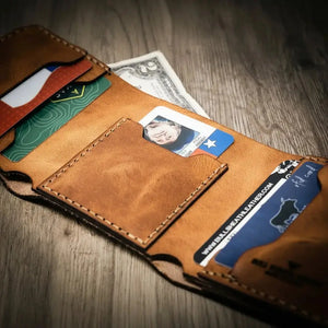 The Trinity Trifold Wallet by Bull Sheath Leather, handmade leather goods detail photo 7