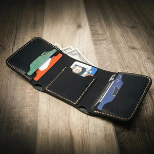 The Trinity Trifold Wallet by Bull Sheath Leather, handmade leather goods detail photo 19