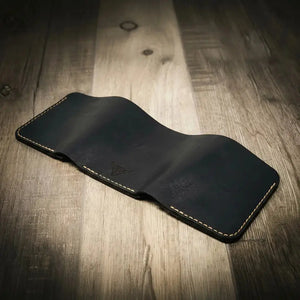 The Trinity Trifold Wallet by Bull Sheath Leather, handmade leather goods detail photo 22
