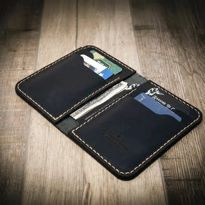 The Tyler Vertical Wallet by Bull Sheath Leather, handmade leather goods detail photo 12