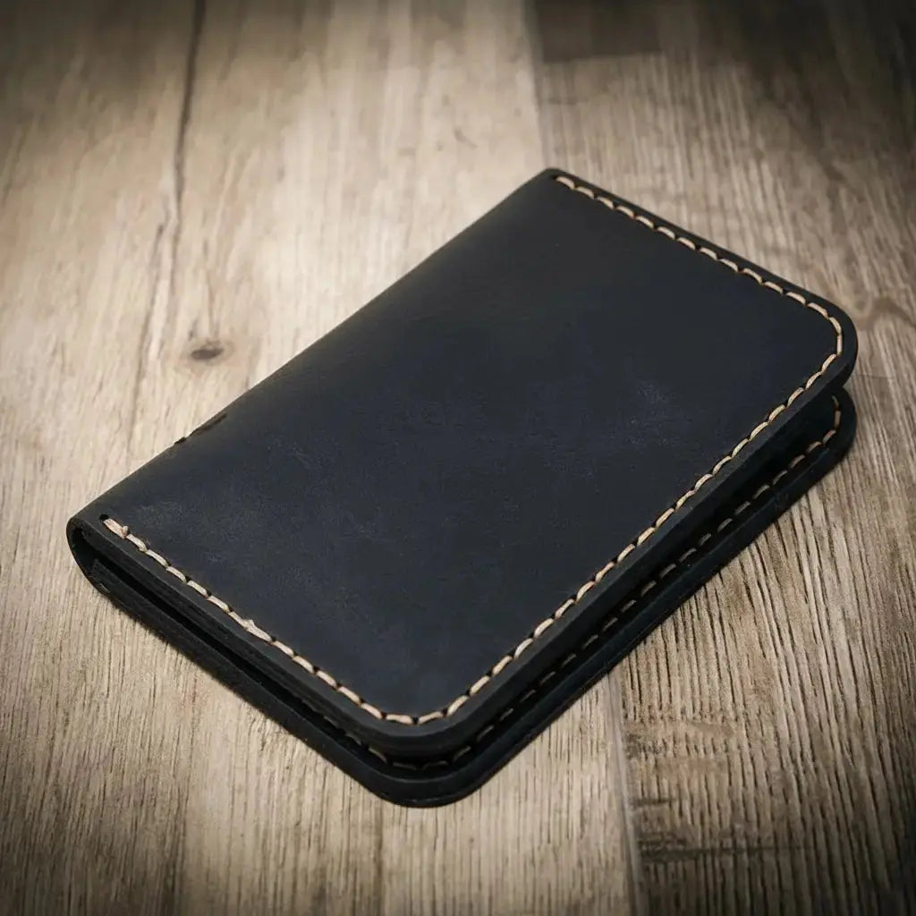 The Tyler Vertical Wallet by Bull Sheath Leather, handmade leather goods detail photo 13