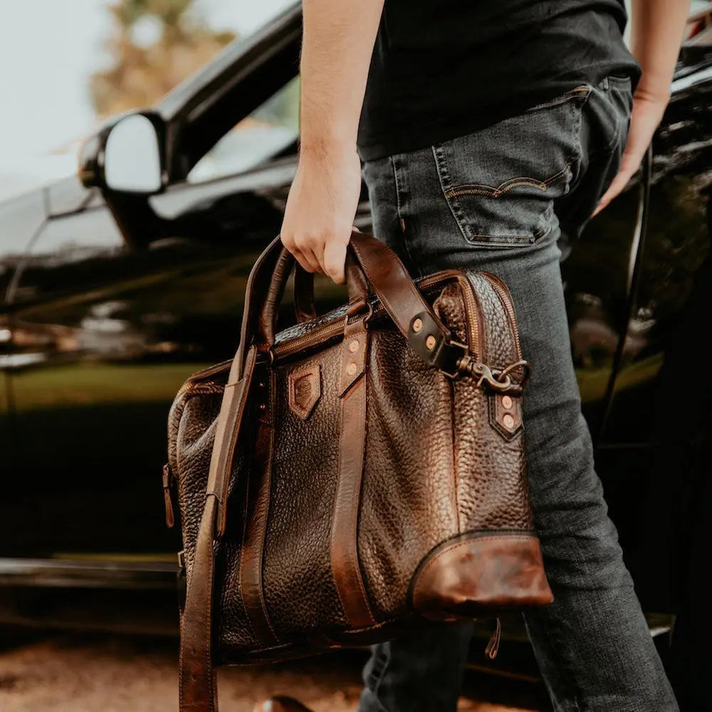 Theodore Leather Briefcase by Mission Mercantile Leather Goods, handmade leather goods detail photo 2