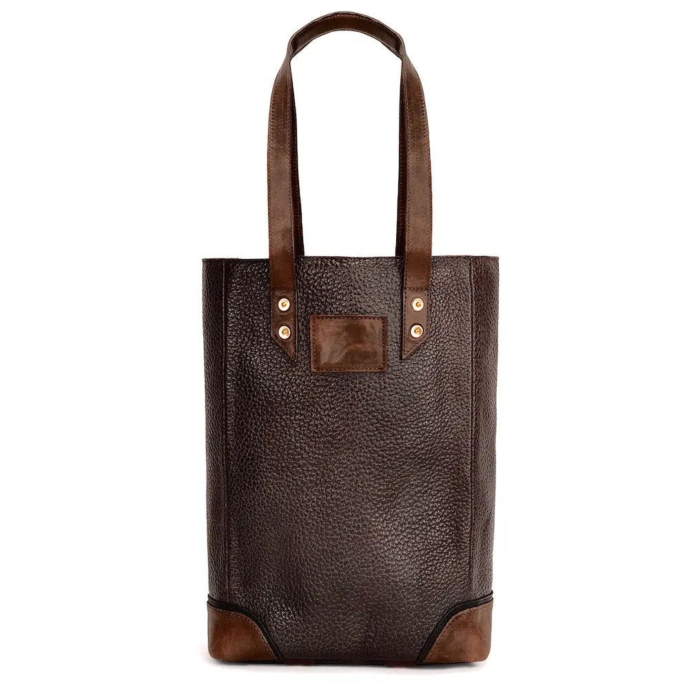 Theodore Leather Two Bottle Wine Tote Carrier by Mission Mercantile Leather Goods, handmade leather goods detail photo 3