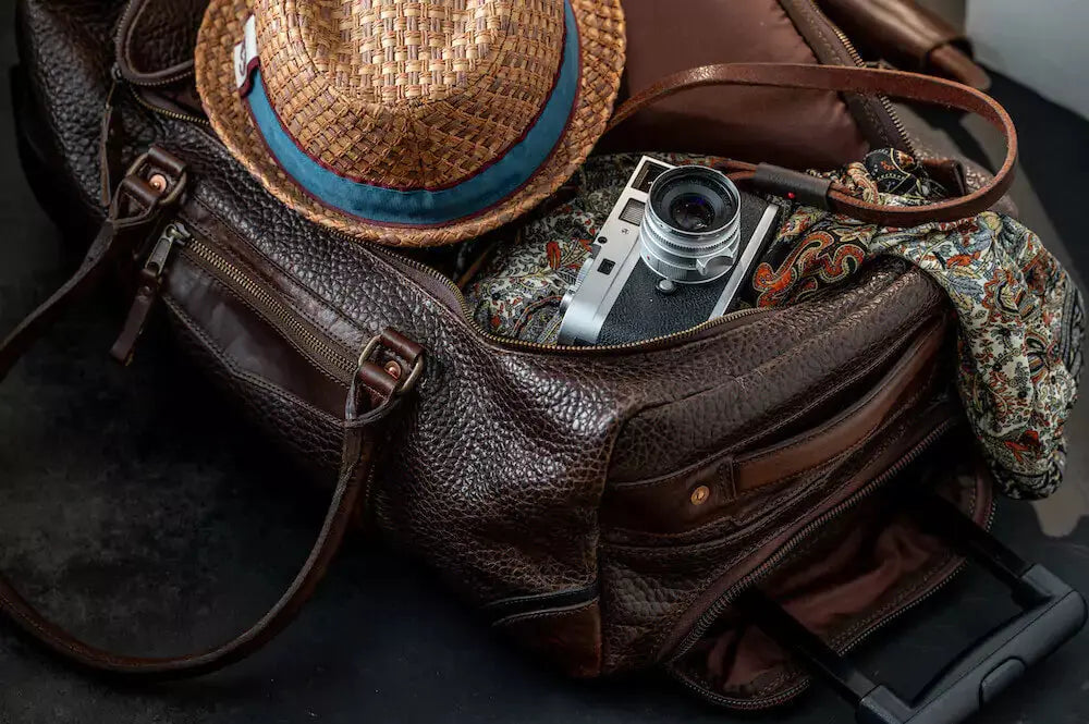 Theodore Leather Wheeled Carry-On Duffle Bag by Mission Mercantile Leather Goods, handmade leather goods detail photo 3