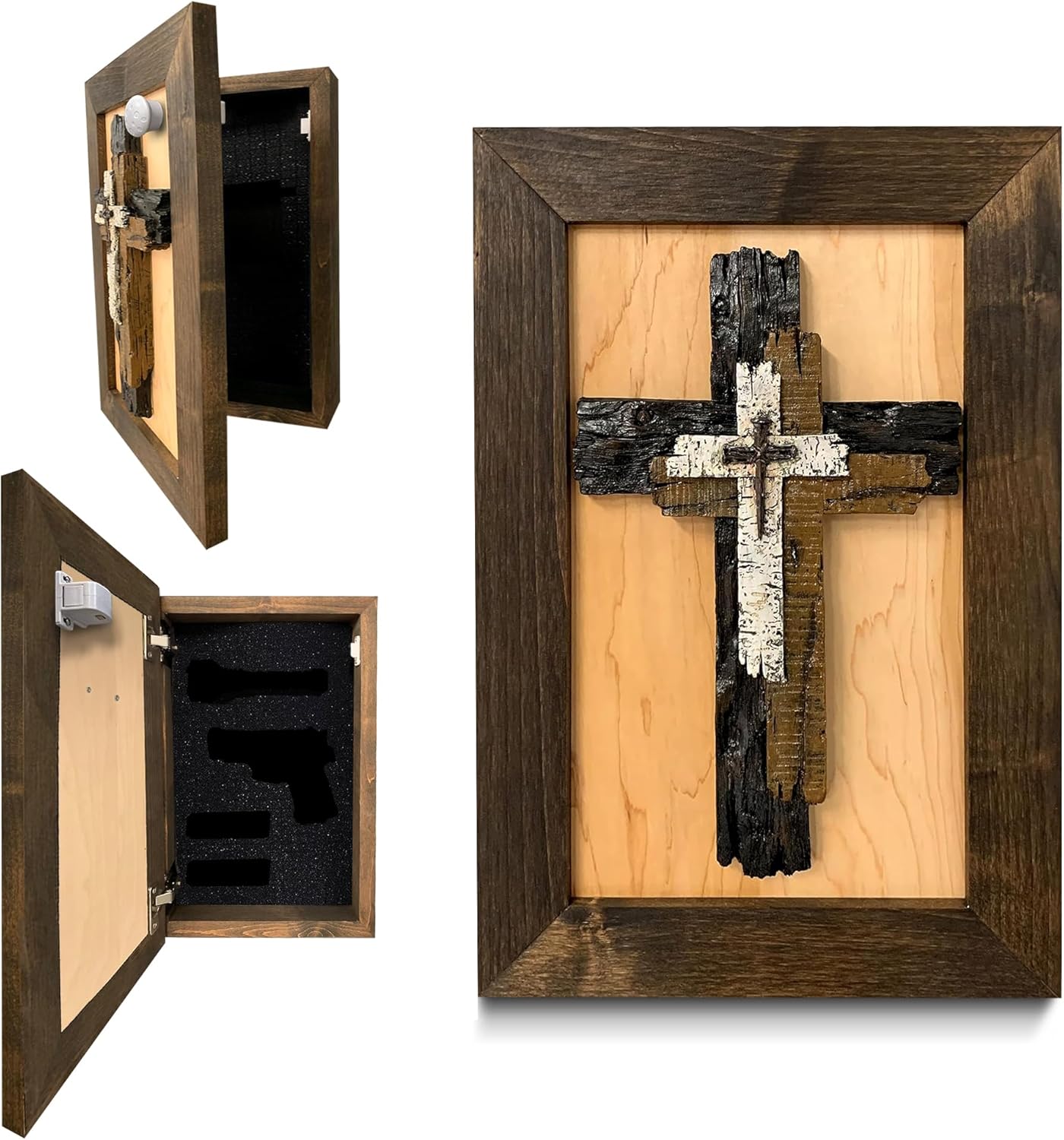 Three Layered Cross Decorative Wall-Mounted Secure Gun Cabinet by Bellewood Designs, Southern home decor main product photo