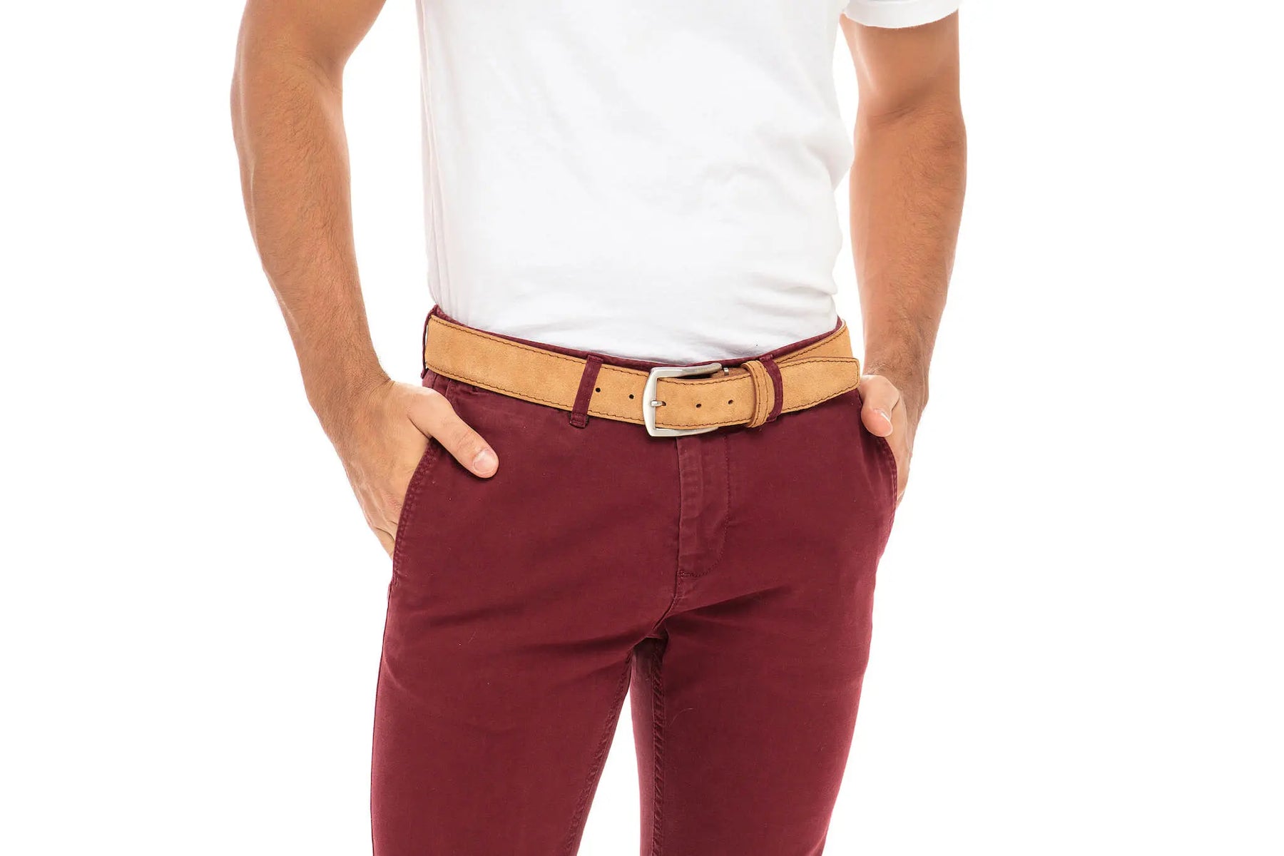 Toast Suede Leather Belt by Roger Ximenez: Bespoke Belts and Leather Accessories, handmade leather goods detail photo 6