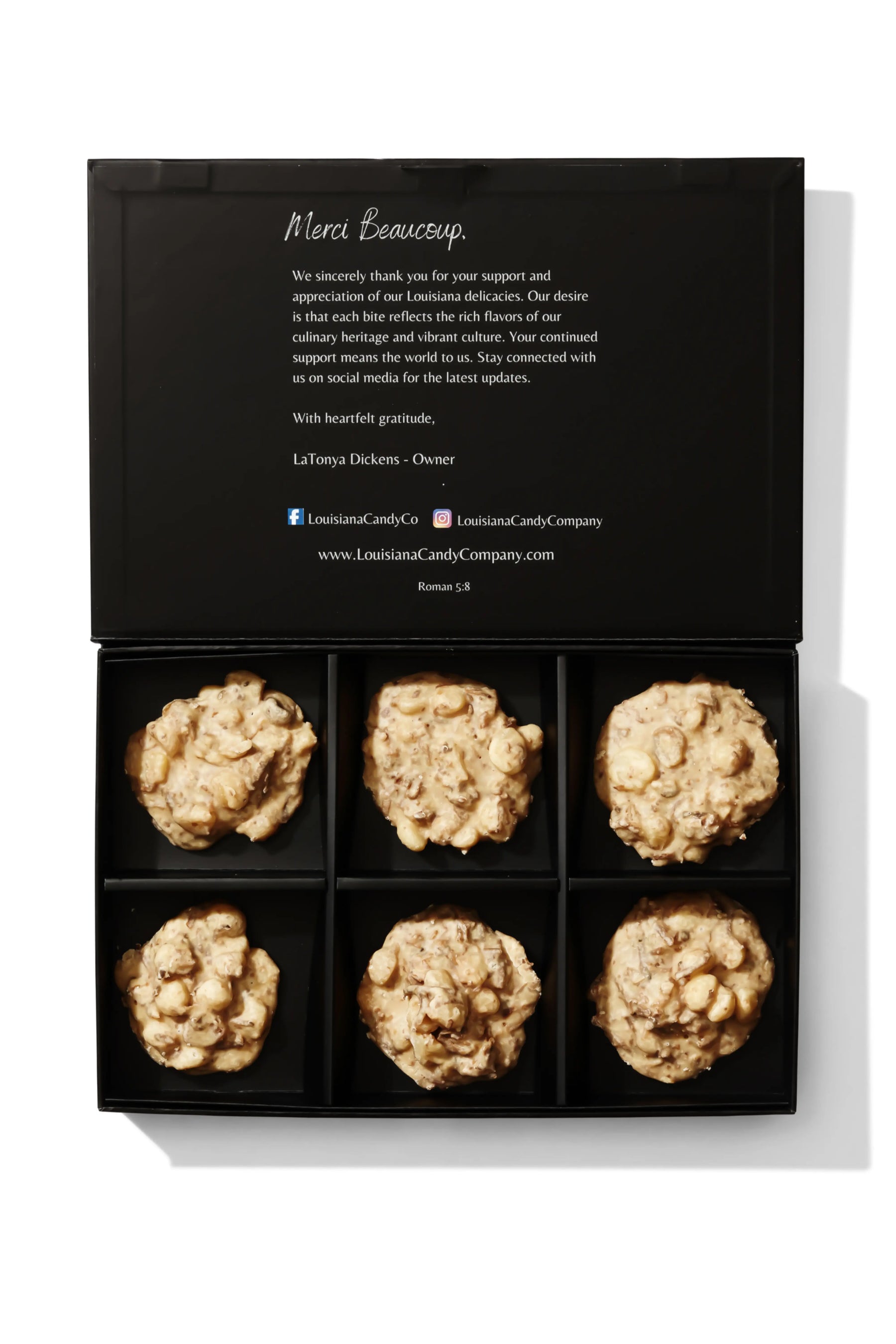 Toasted Coconut and Macadamia Nut Pralines by Louisiana Candy Company, Southern food gift main product photo