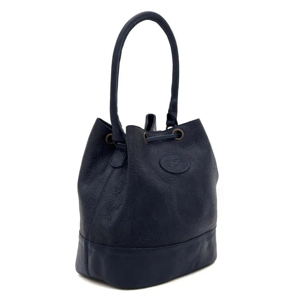 Tooled Leather Bucket Bag by Mission Mercantile Leather Goods, handmade leather goods detail photo 5