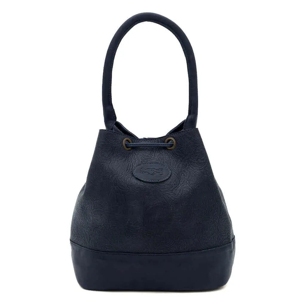Tooled Leather Bucket Bag by Mission Mercantile Leather Goods, handmade leather goods detail photo 6