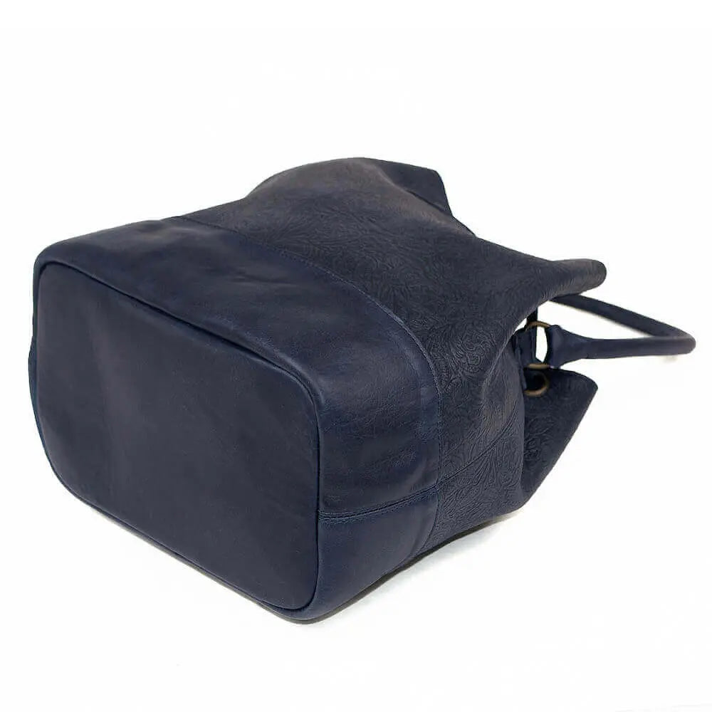 Tooled Leather Bucket Bag by Mission Mercantile Leather Goods, handmade leather goods detail photo 7