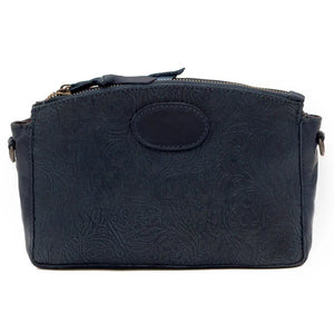 Tooled Leather Crossbody Bag by Mission Mercantile Leather Goods, natural skincare detail photo 5