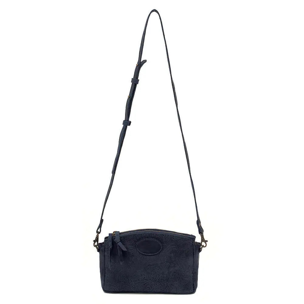 Tooled Leather Crossbody Bag by Mission Mercantile Leather Goods, natural skincare detail photo 9