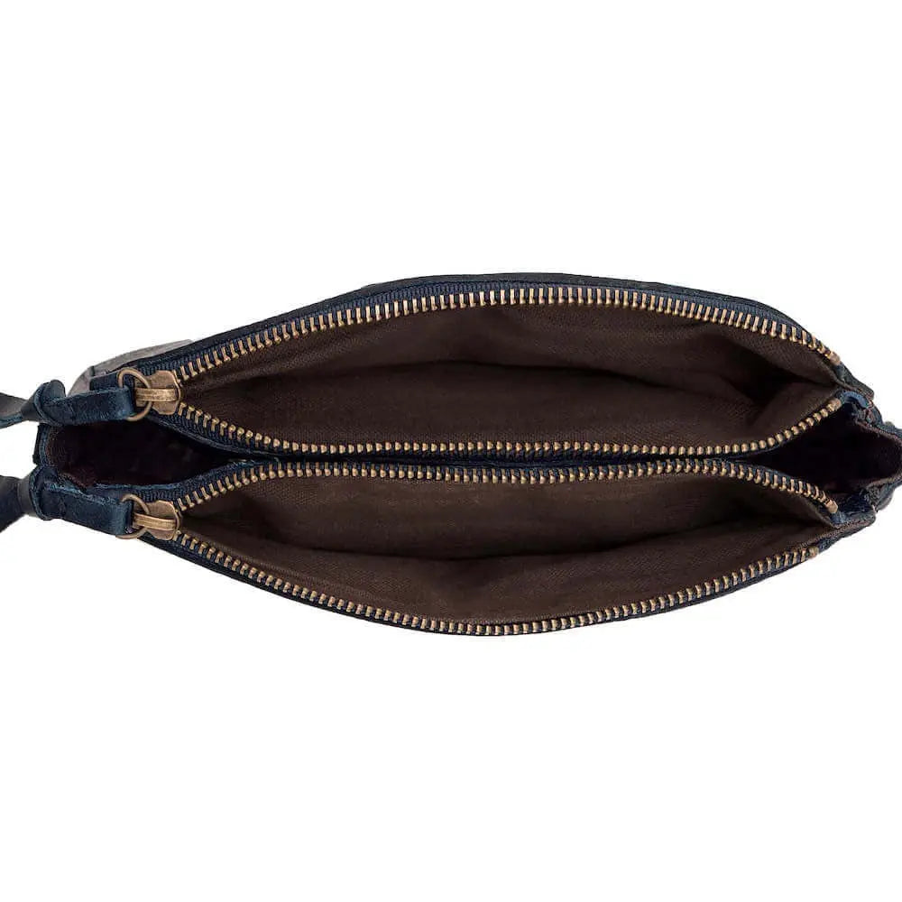 Tooled Leather Crossbody Bag by Mission Mercantile Leather Goods, natural skincare detail photo 11