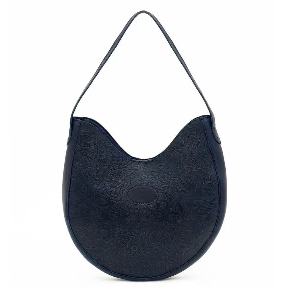 Tooled Leather Hobo Bag by Mission Mercantile Leather Goods, handmade leather goods detail photo 5